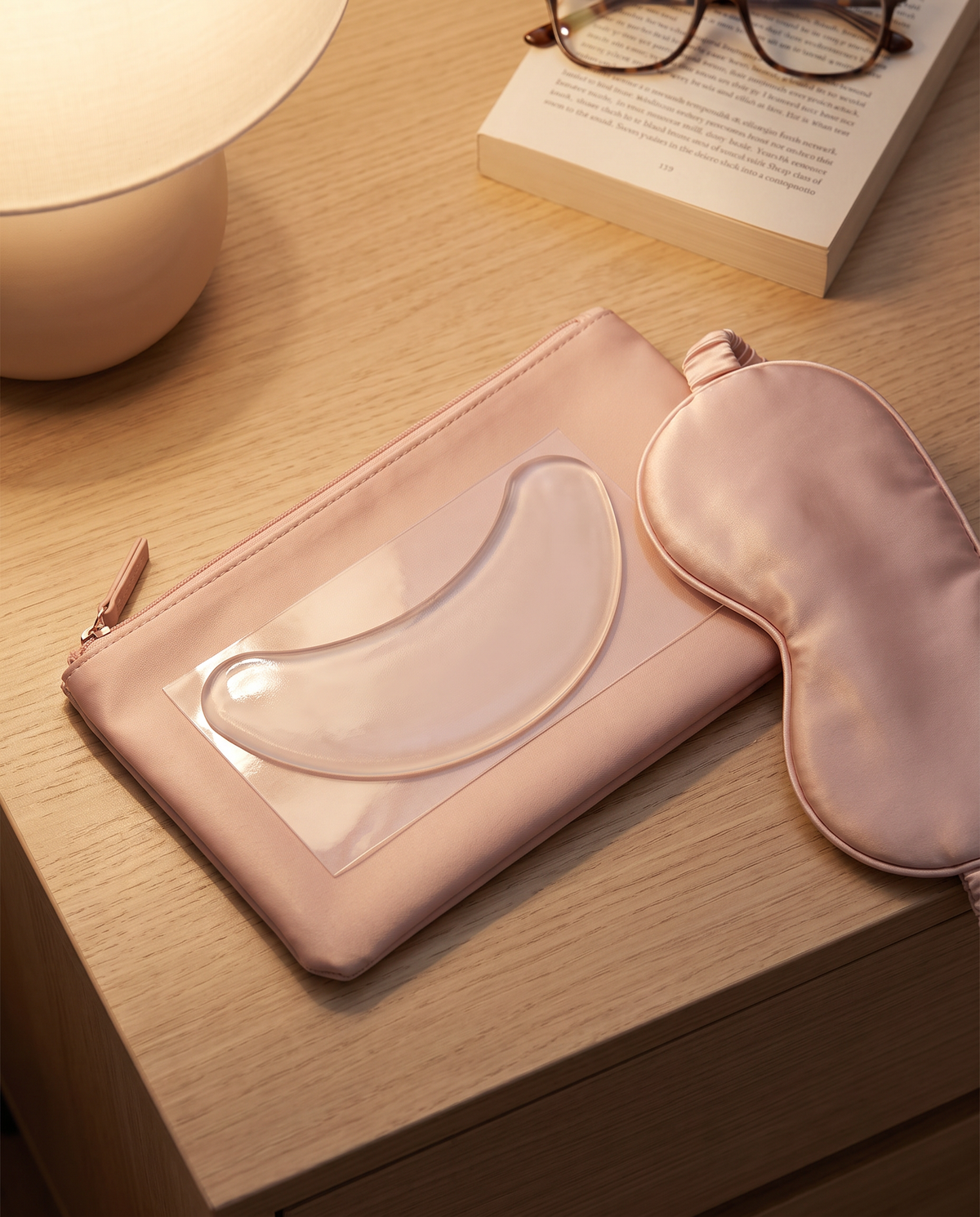 Neck patch stored on its backing in a travel pouch