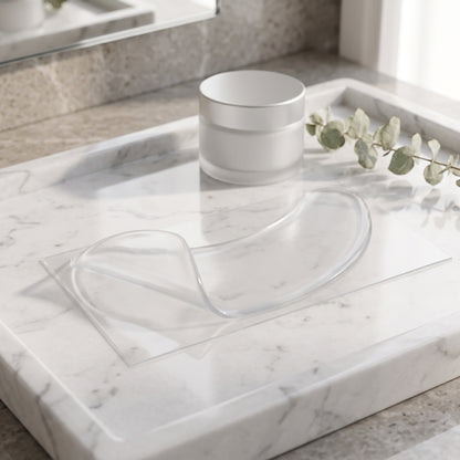 Silicone neck patch on a marble vanity tray